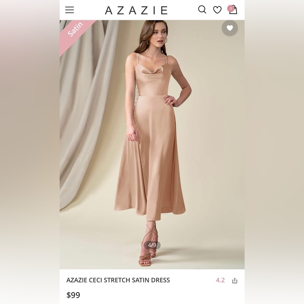 Ceci Blush Stretch Satin Bridesmaid Dress